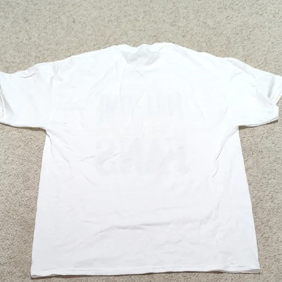 Jerzees White Tee with Navy and Red Logo - Picture 4 of 4